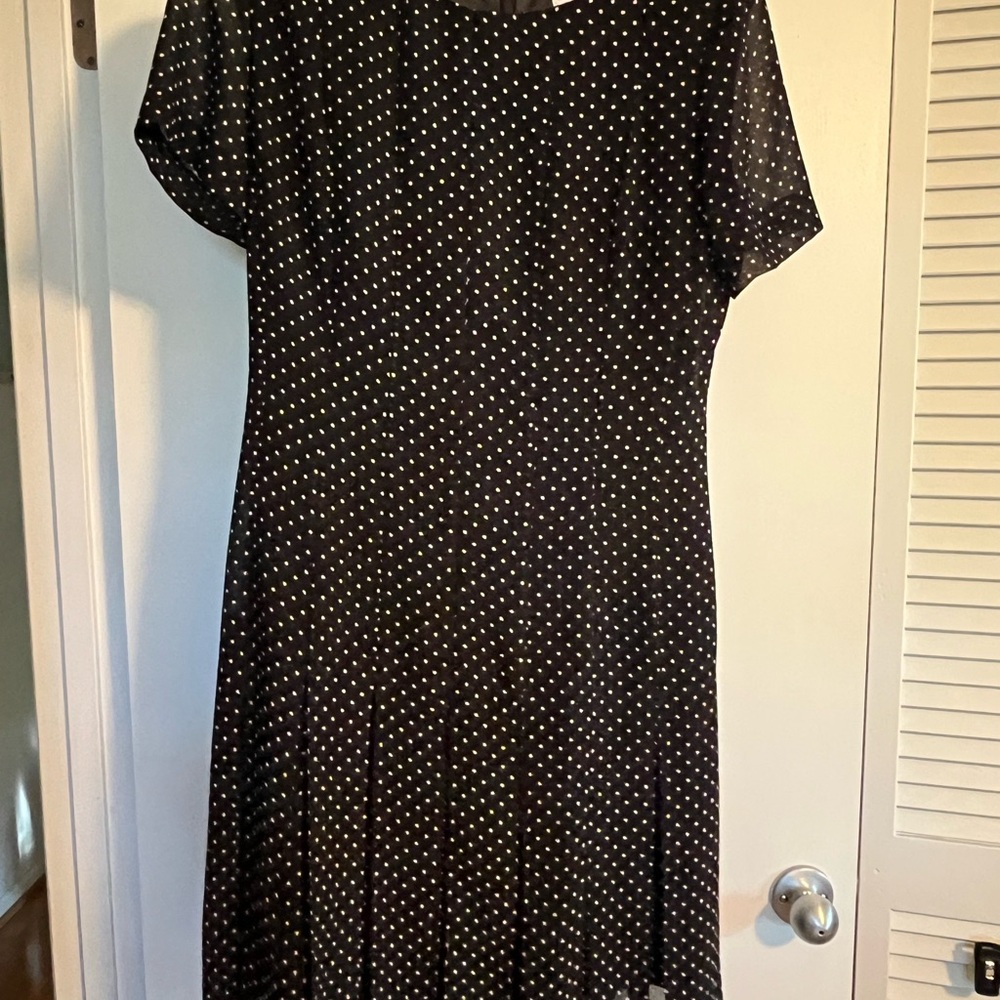 Jessica Howard Black and White Dotted Midi Dress